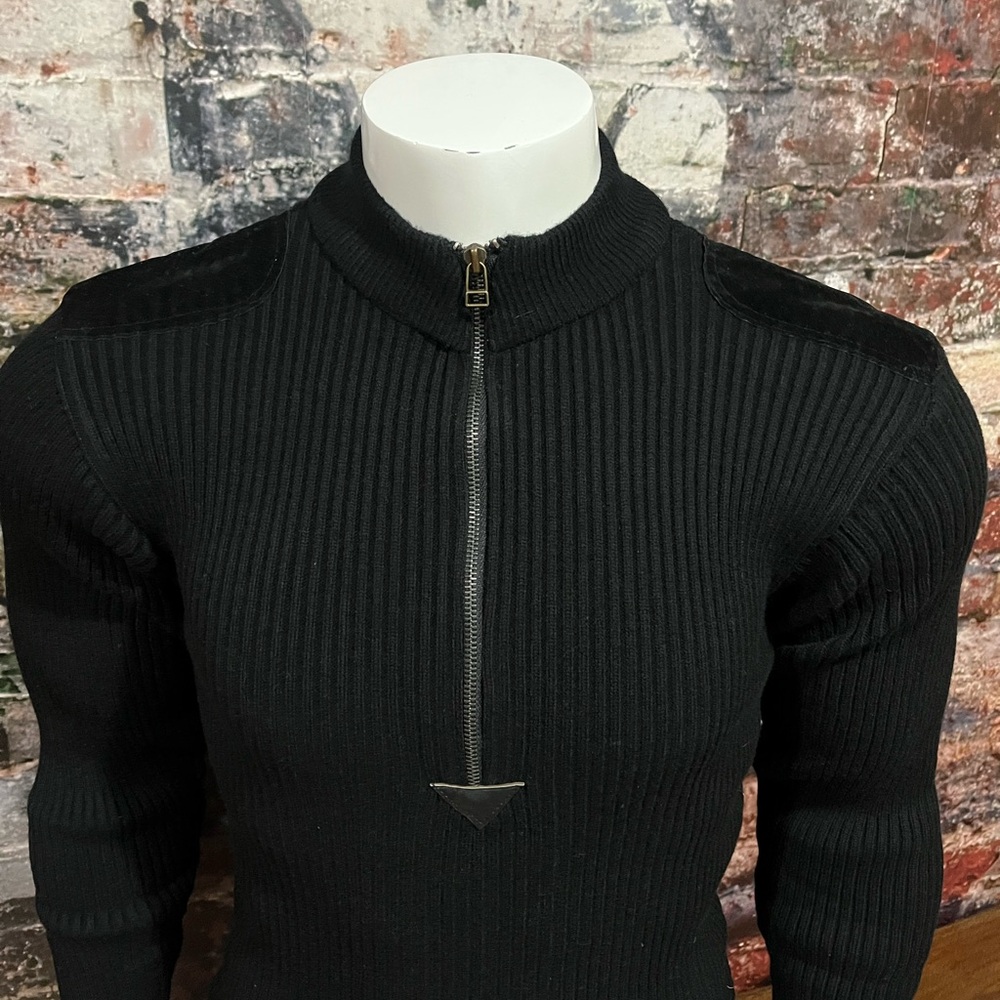 Black Military Style Knit Sweater- Men's Size Medium